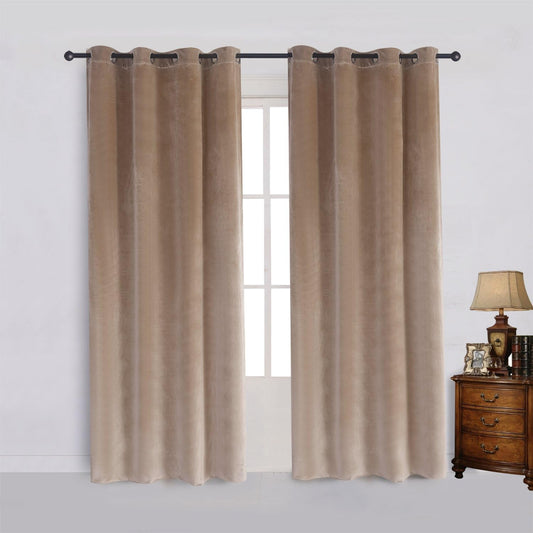Beige Premium Quality Velvet Curtain -1 Panel