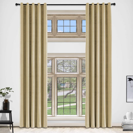 Khaki Premium Quality Velvet Curtain -1 Panel