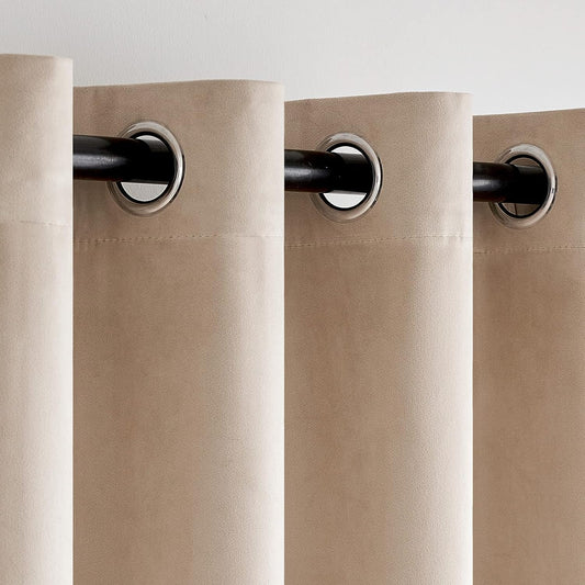 Beige Premium Quality Velvet Curtain -1 Panel