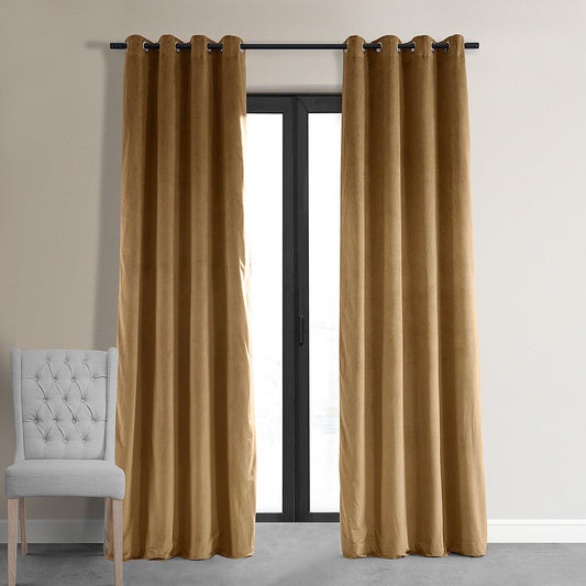 Amber Gold Premium Quality Velvet Curtain -1 Panel