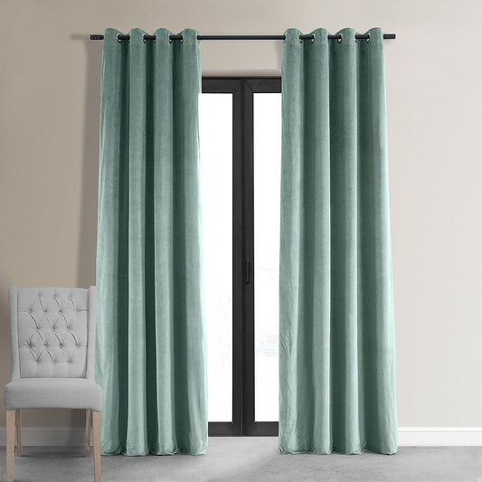 Aqua Mist Premium Quality Velvet Curtain -1 Panel