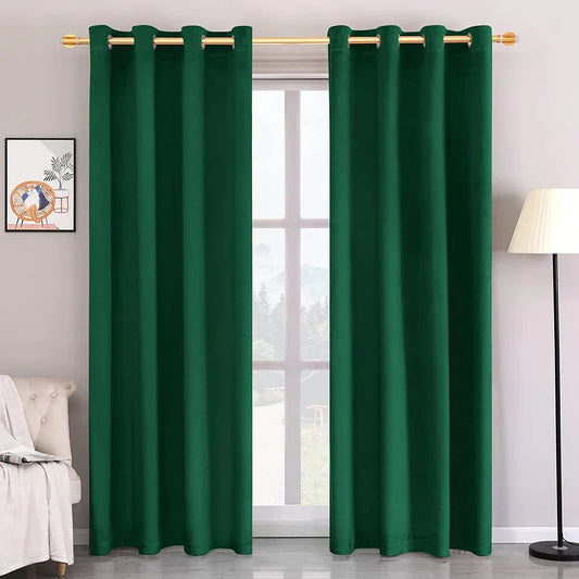 British Green Premium Quality Velvet Curtain -1 Pane