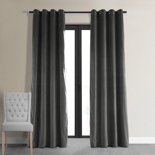 Charcoal Grey Premium Quality Velvet Curtain -1 Panel