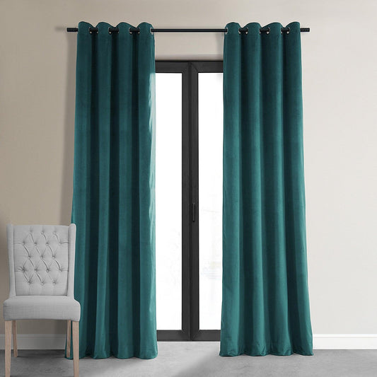 Everglade Teal Premium Quality Velvet Curtain -1 Panel